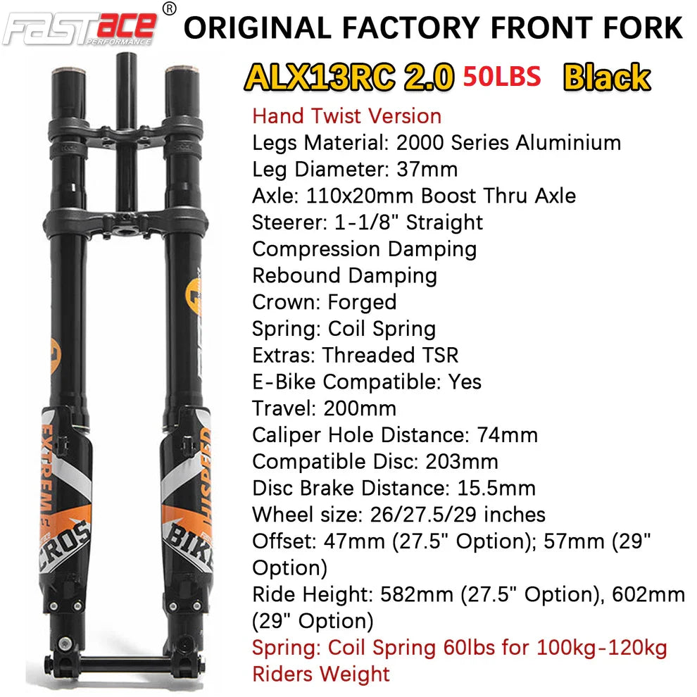 FASTACE ALX13RC 2.0 50/60IBS Ebike Fork
